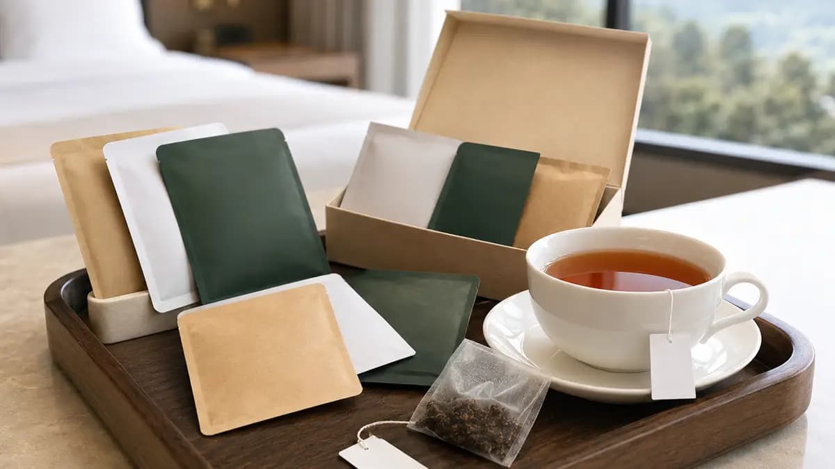 Hotel tea bag packaging formats