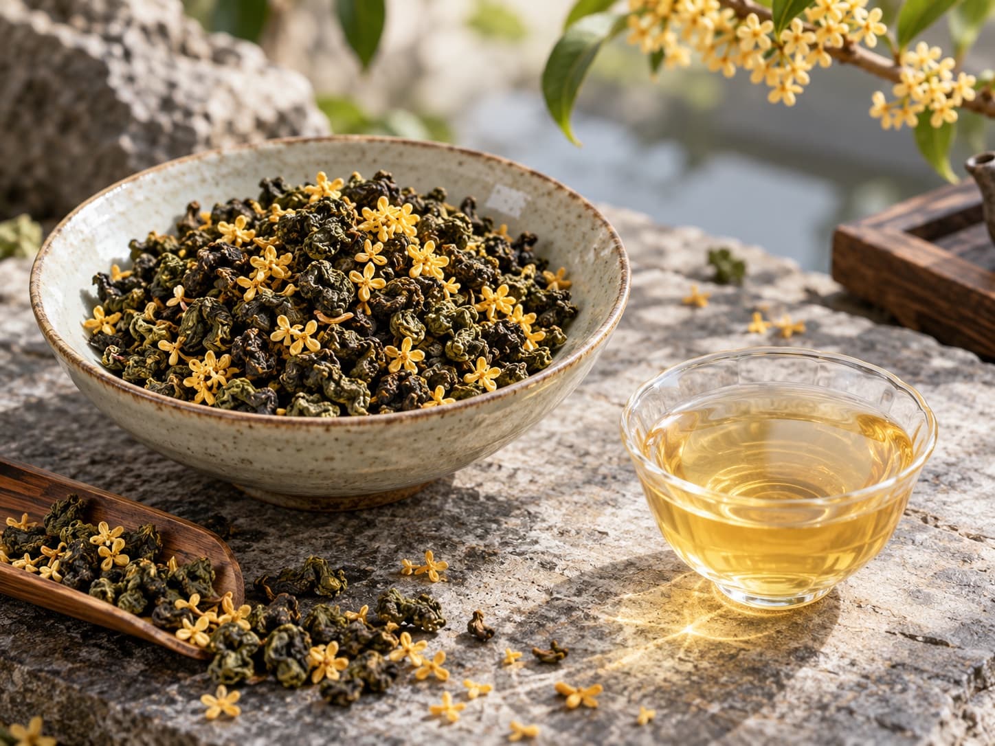 Illustrative osmanthus oolong ingredients and infusion