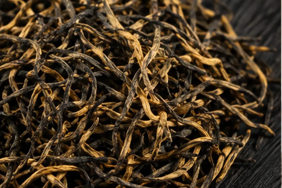 Golden Tips black tea dry leaf with golden tips