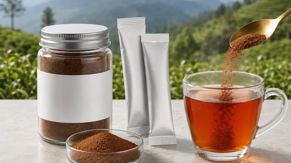 Hot-water and cold-water soluble instant tea powder compared
