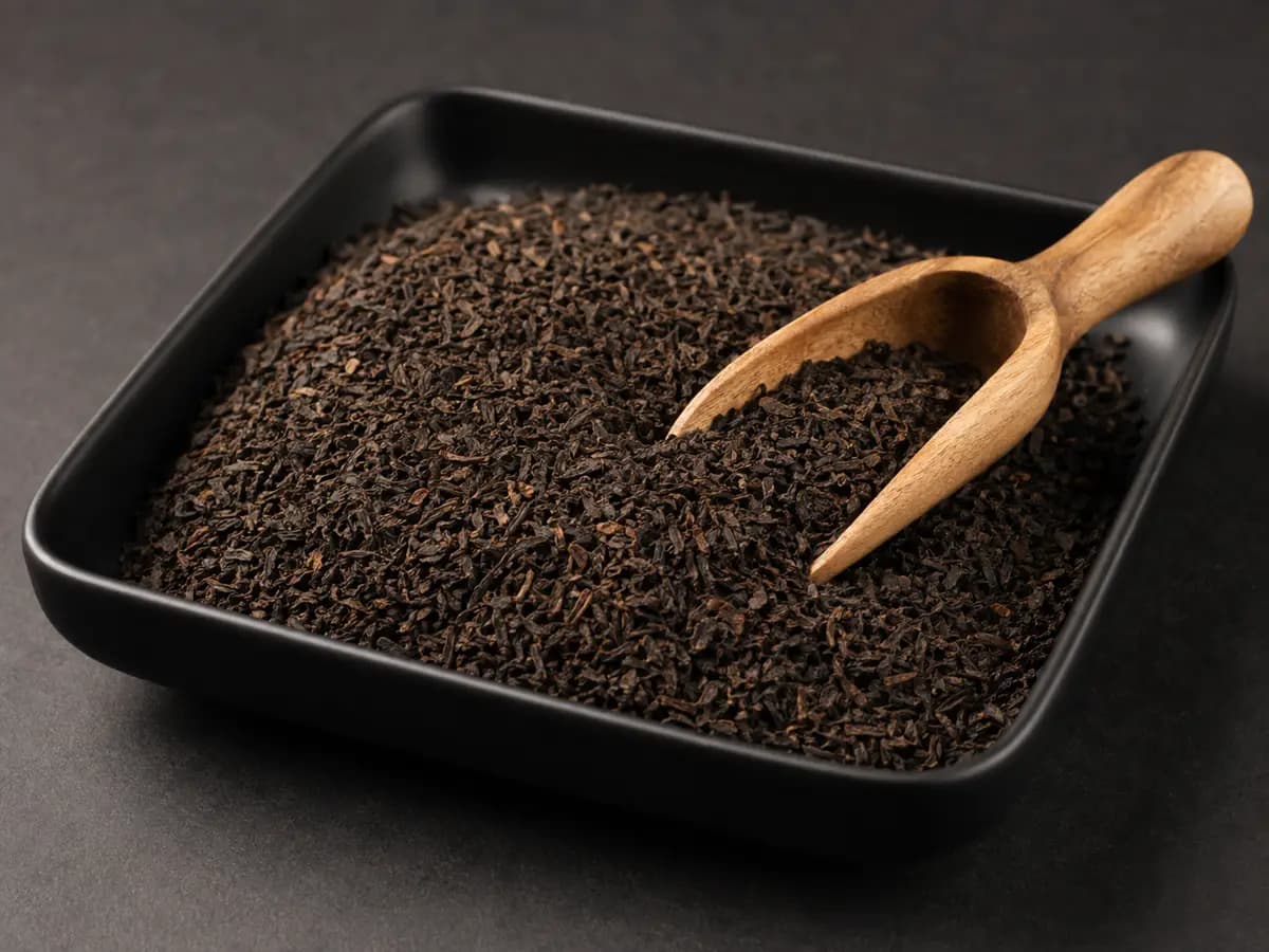 Whole-leaf orthodox black tea compared with CTC granules